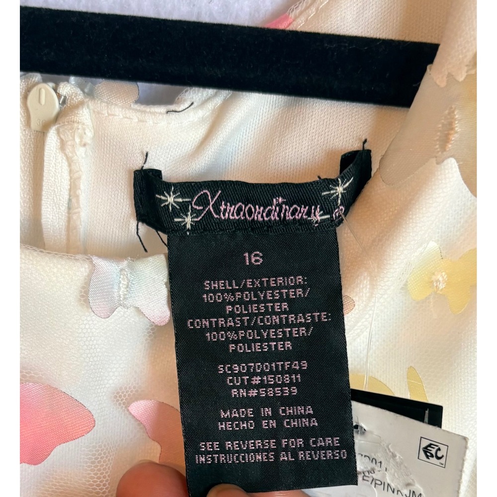Xtraordinary Girls Size 16 Butterfly 3D Applique Party Easter Dress Pastel NWT - Picture 5 of 8